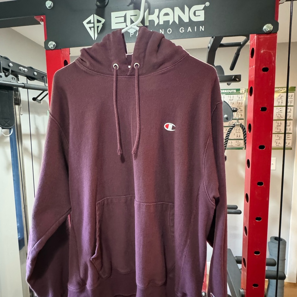 Champion Purple Reverse Weave Hoodie Sweater Classic Pullover Design